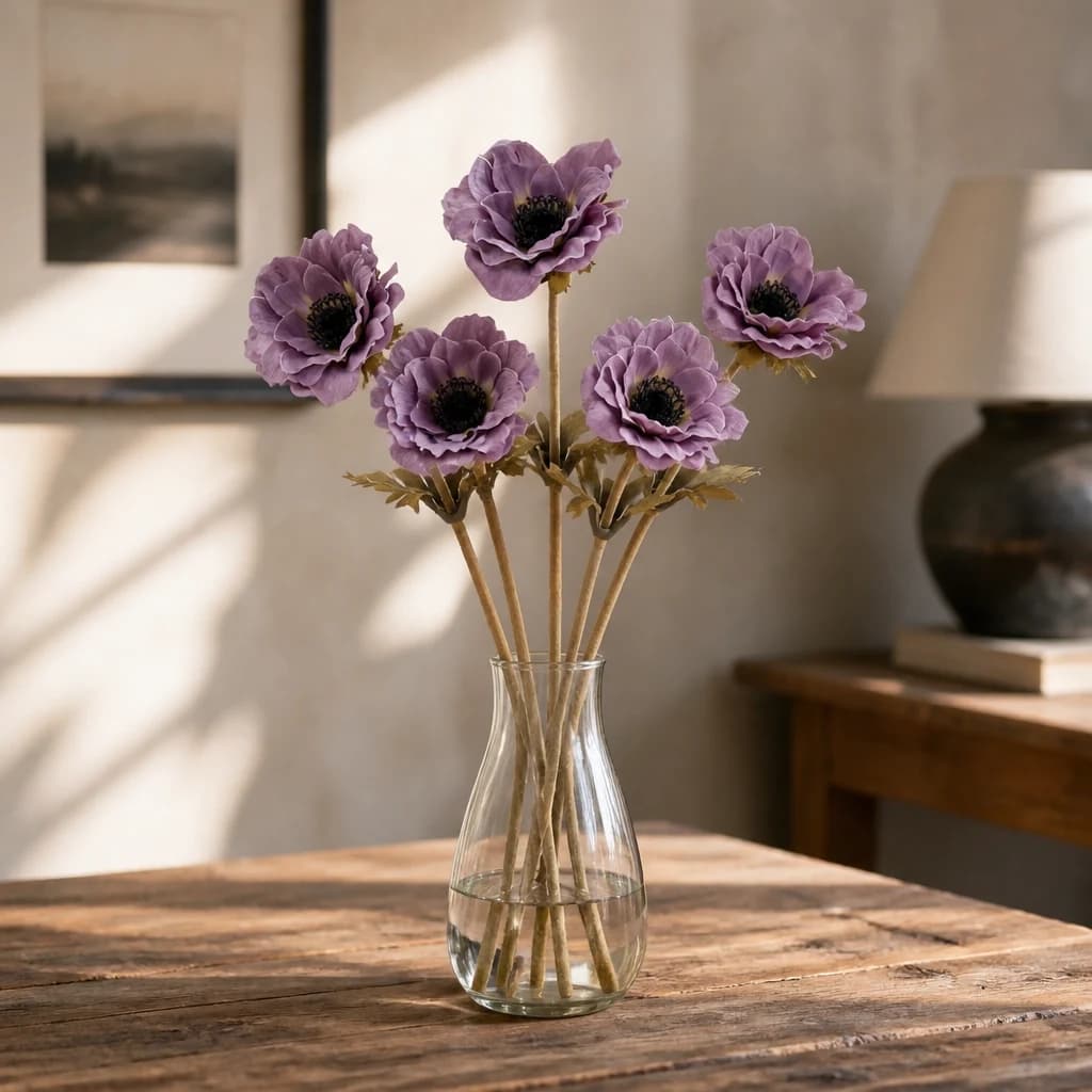Purple Anemone Stem — Pack of 5 - Artificial plants & flowers, photo 1 of 2