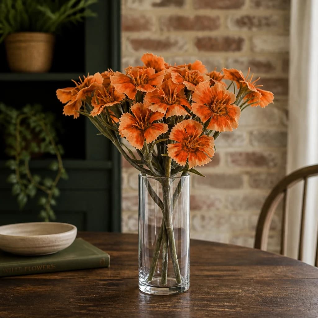 Orange Dianthus Spray — Pack of 5 - Artificial plants & flowers, photo 1 of 2
