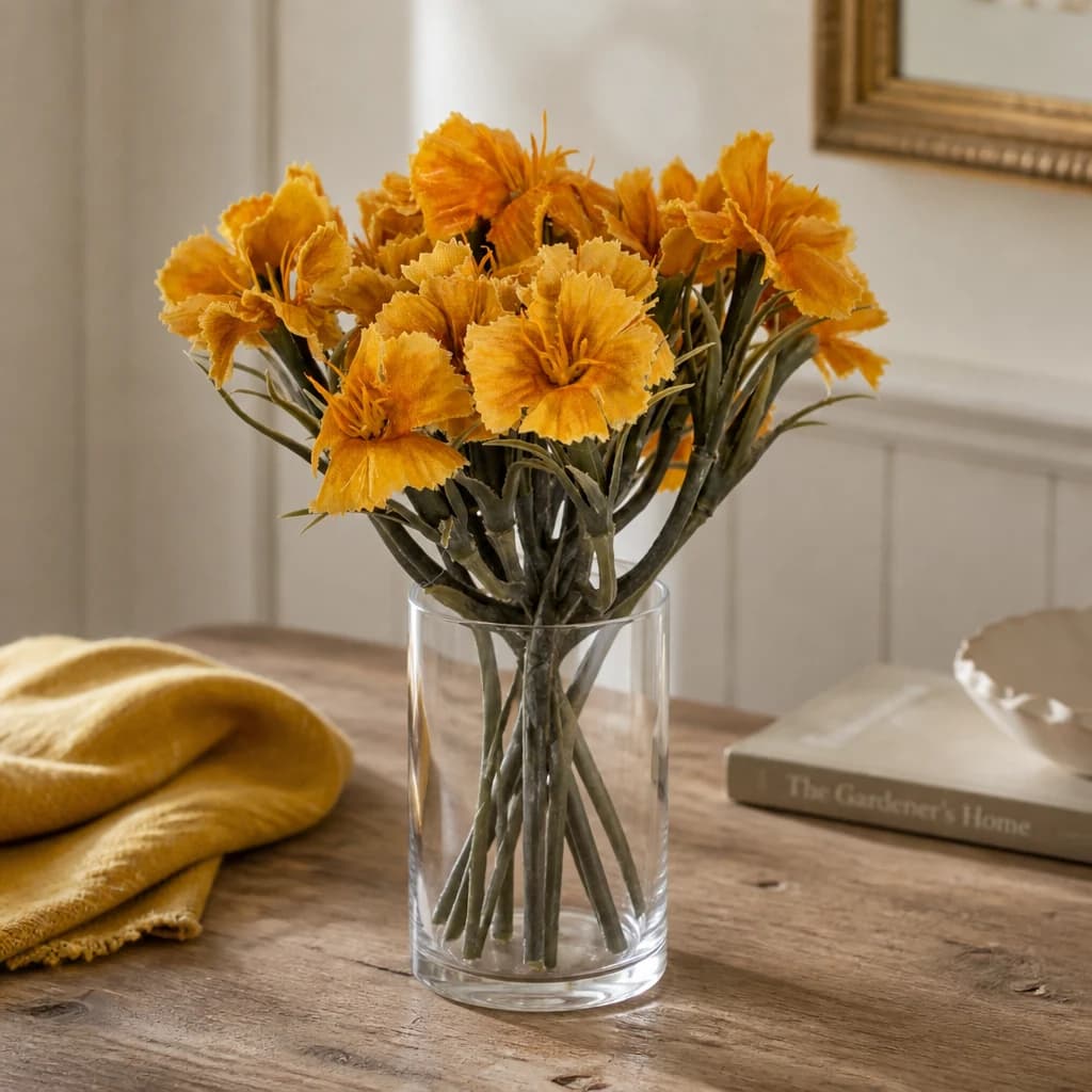 Yellow Dianthus Spray — Pack of 5 - Artificial plants & flowers, photo 1 of 2