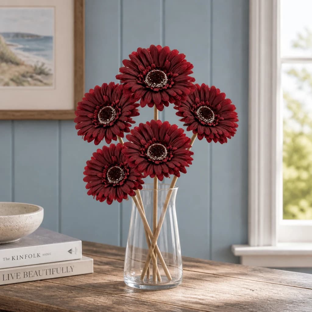 Burgundy Gerbera Stem — Pack of 5 - Artificial plants & flowers, photo 1 of 2