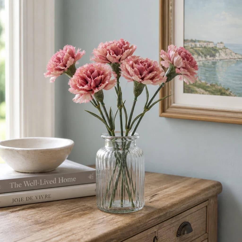Pink Carnation Stem — Pack of 5 - Artificial plants & flowers, photo 1 of 3