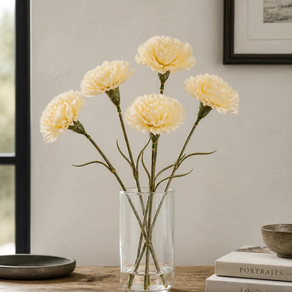 Cream Carnation Stem — Pack of 5 - Artificial plants & flowers, photo 1 of 2