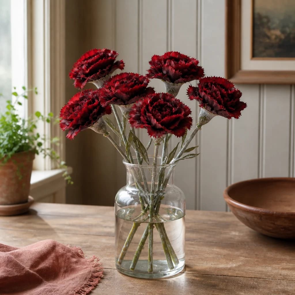 Burgundy Carnation Stem — Pack of 5 - Artificial plants & flowers, photo 1 of 3