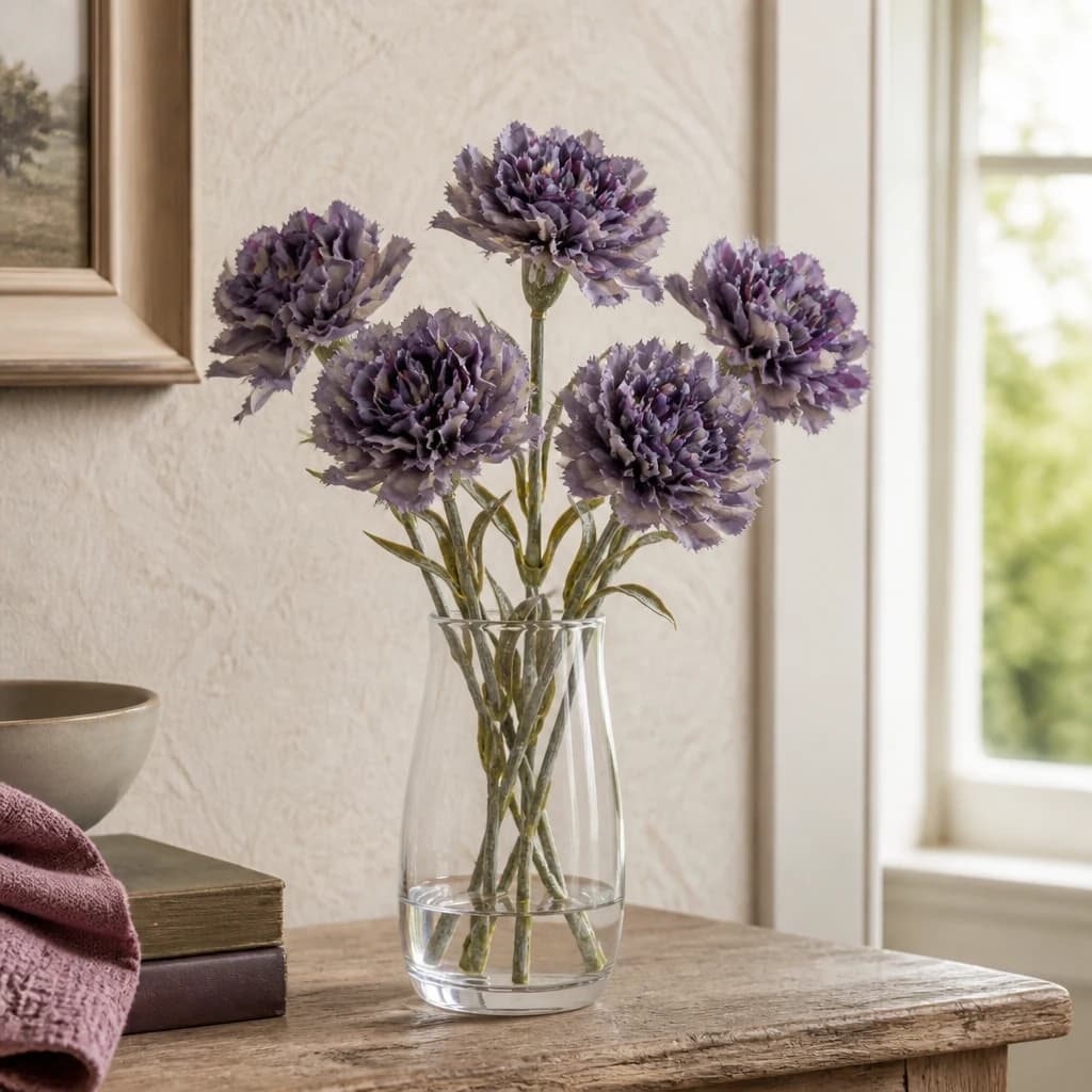 Purple Carnation Stem — Pack of 5 - Artificial plants & flowers, photo 1 of 3