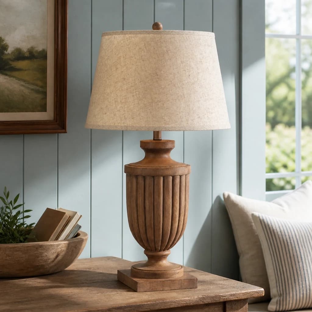 Tassora Table Lamp With Edged Linen Shade - Table lamps, photo 1 of 4