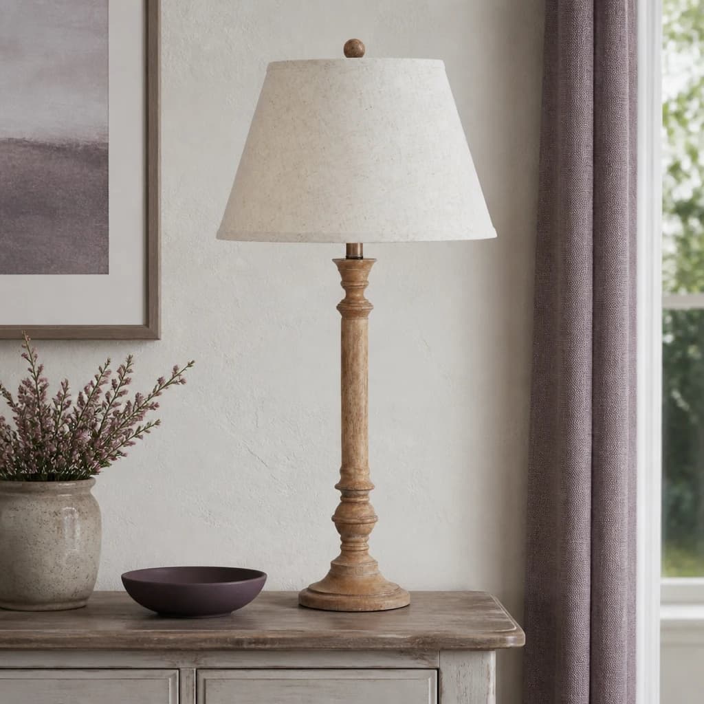 Solenne Table Lamp With Edged Linen Shade - Table lamps, photo 1 of 5