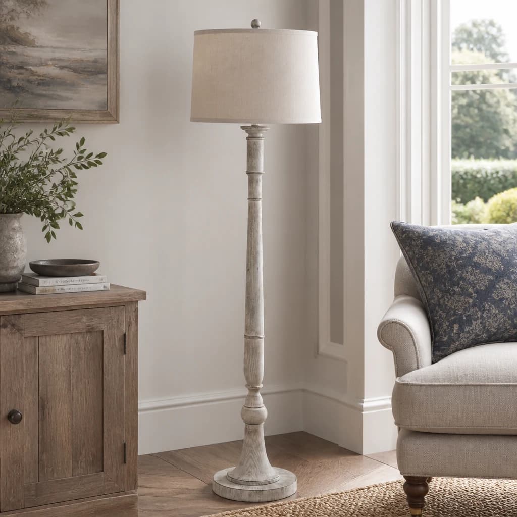 Stella Floor Lamp With Linen Shade