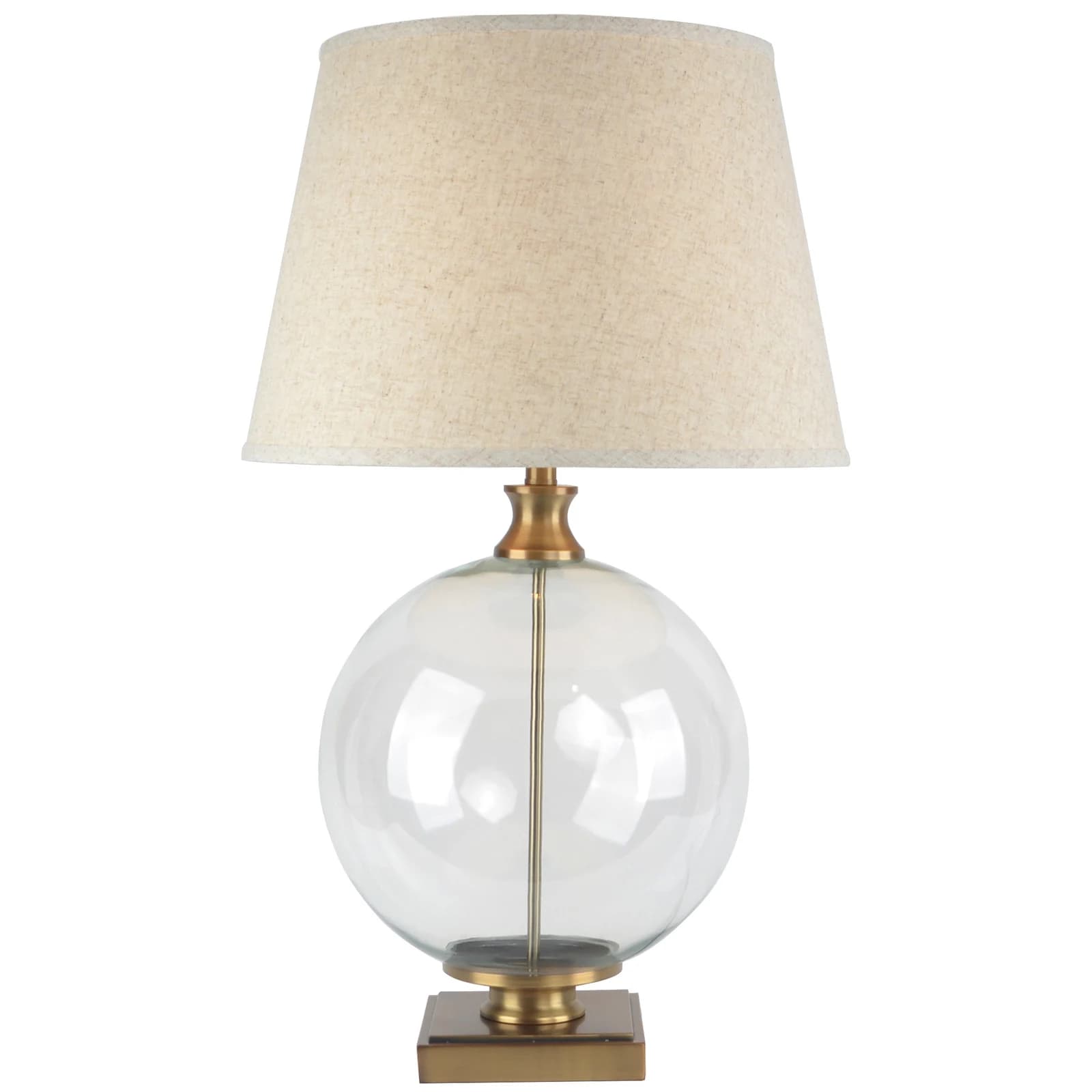 Lunel Glass Orb Table Lamp With Edged Linen Shade - Table lamps, photo 2 of 5