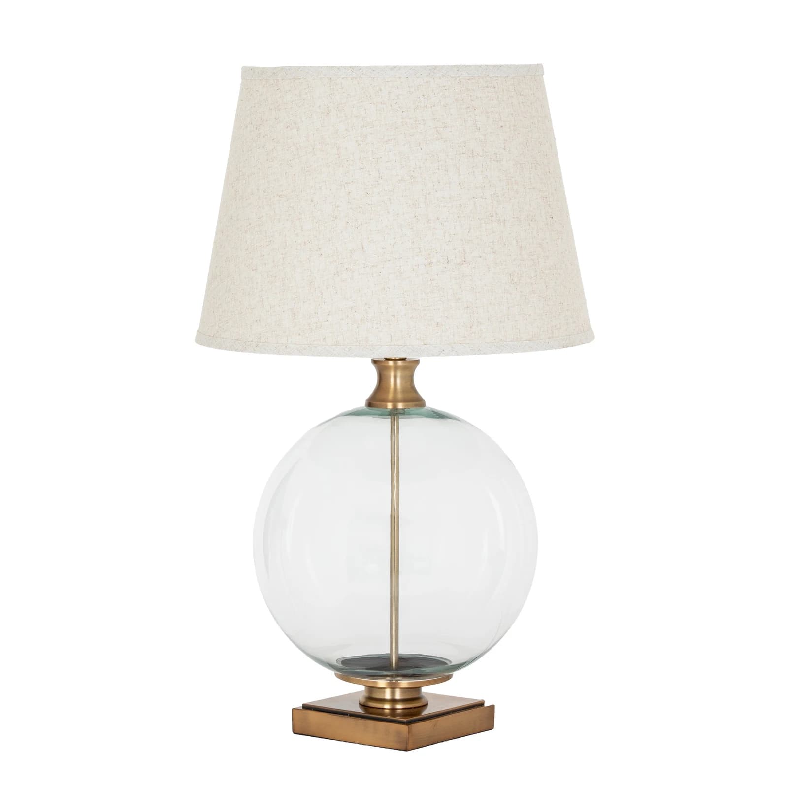 Lunel Glass Orb Table Lamp With Edged Linen Shade - Table lamps, photo 3 of 5