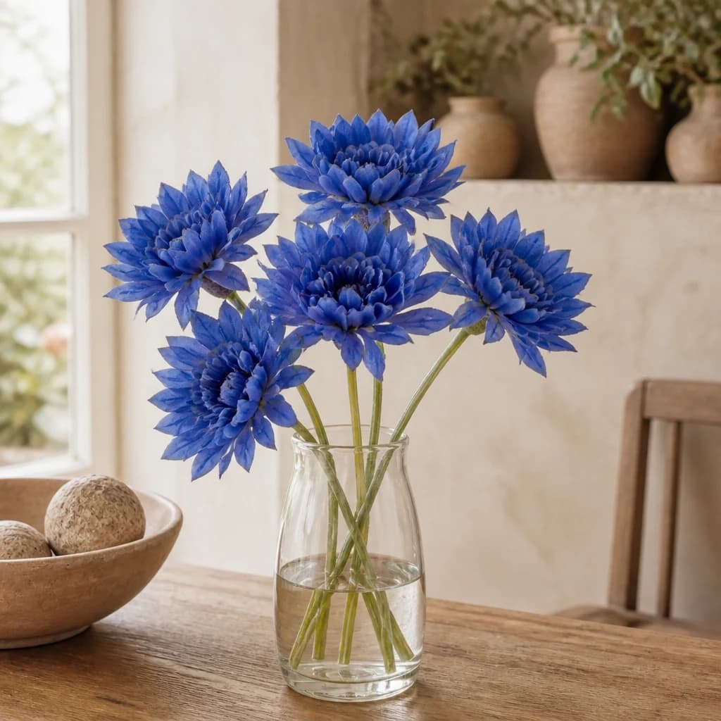 Blue Cornflower Stem — Pack of 5 - Artificial plants & flowers, photo 1 of 3