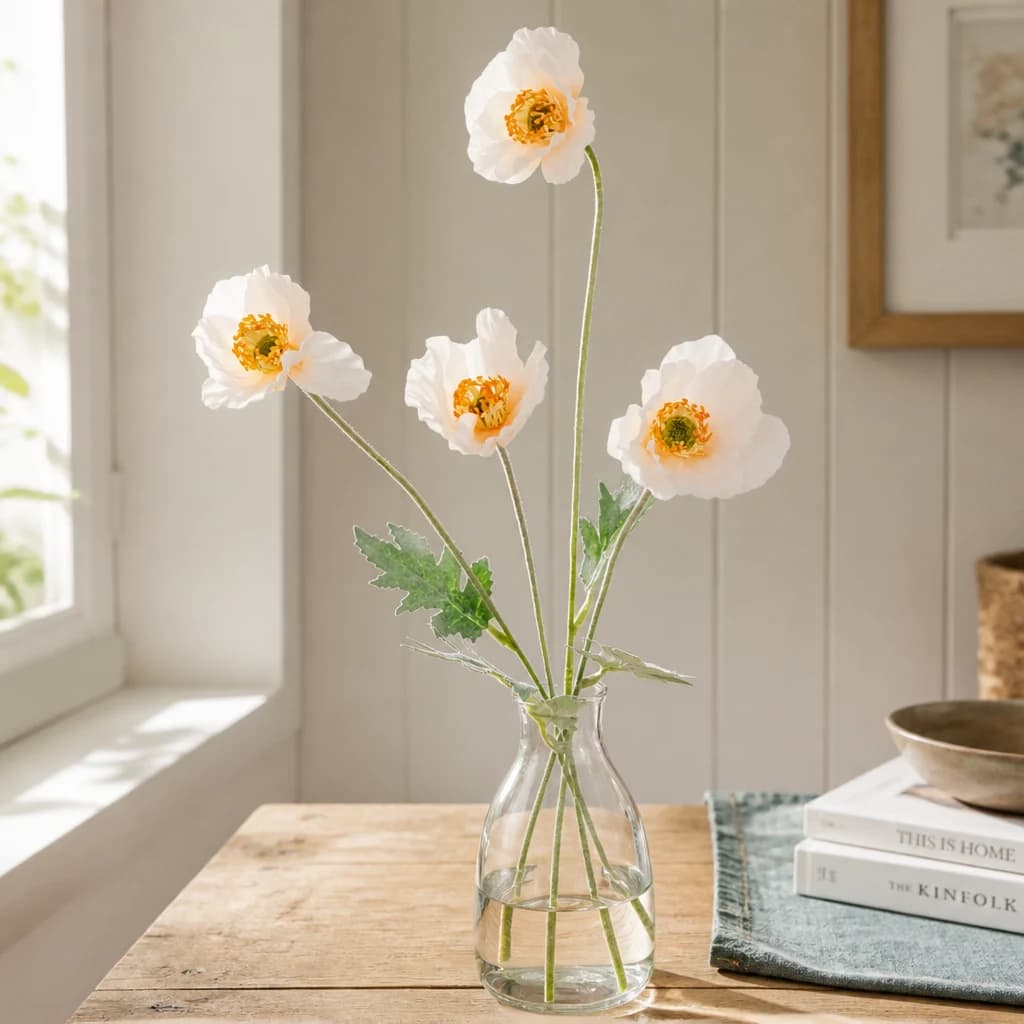 Cream Papaver Poppy Spray — Pack of 5 - Artificial plants & flowers, photo 1 of 3