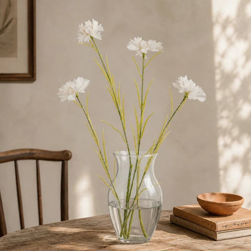 White Cornflower Stem — Pack of 5 - Artificial plants & flowers, photo 1 of 3