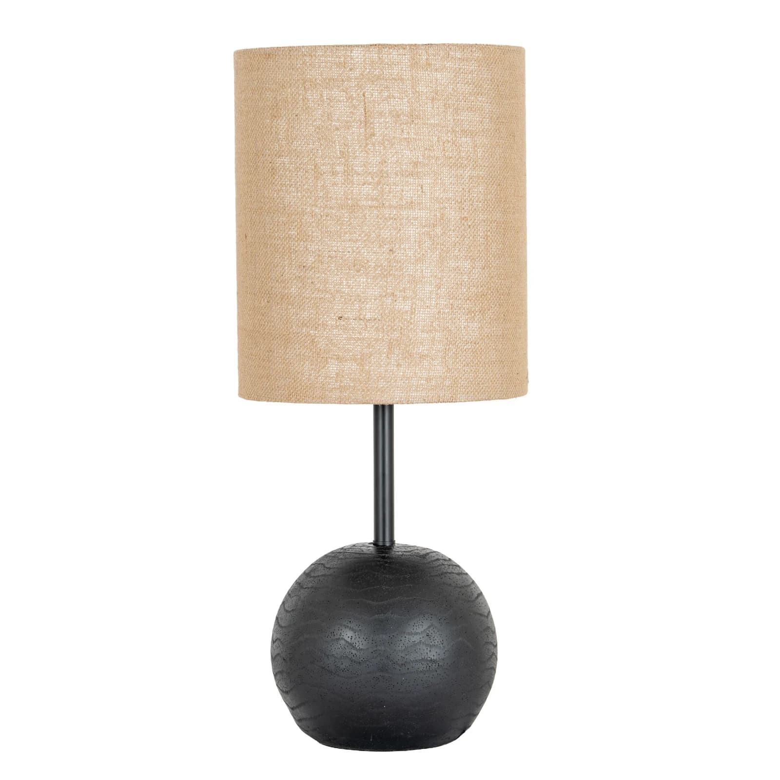Black Cannon Table Lamp With Hessian Shade - Table lamps, photo 2 of 5