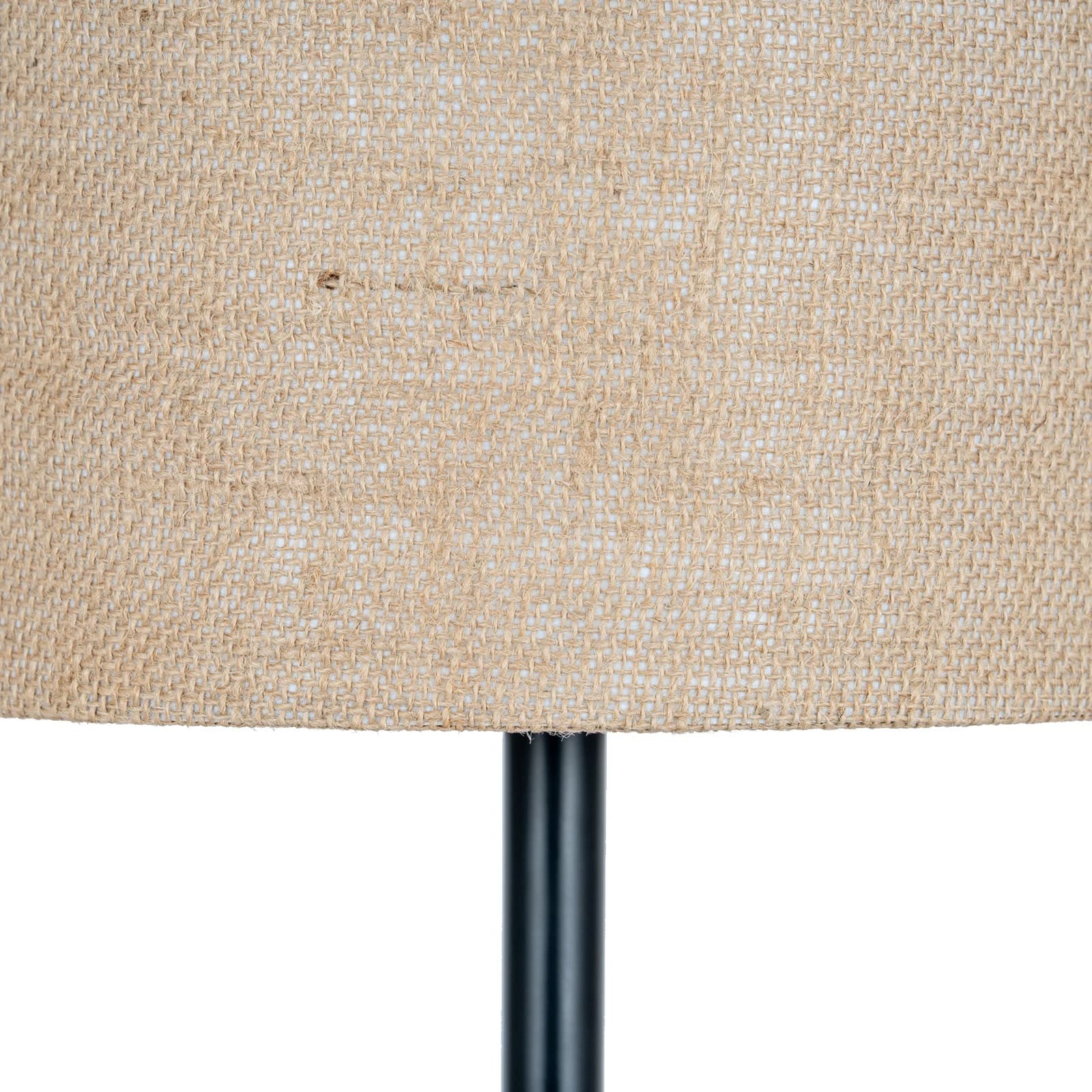 Black Cannon Table Lamp With Hessian Shade - Table lamps, photo 4 of 5