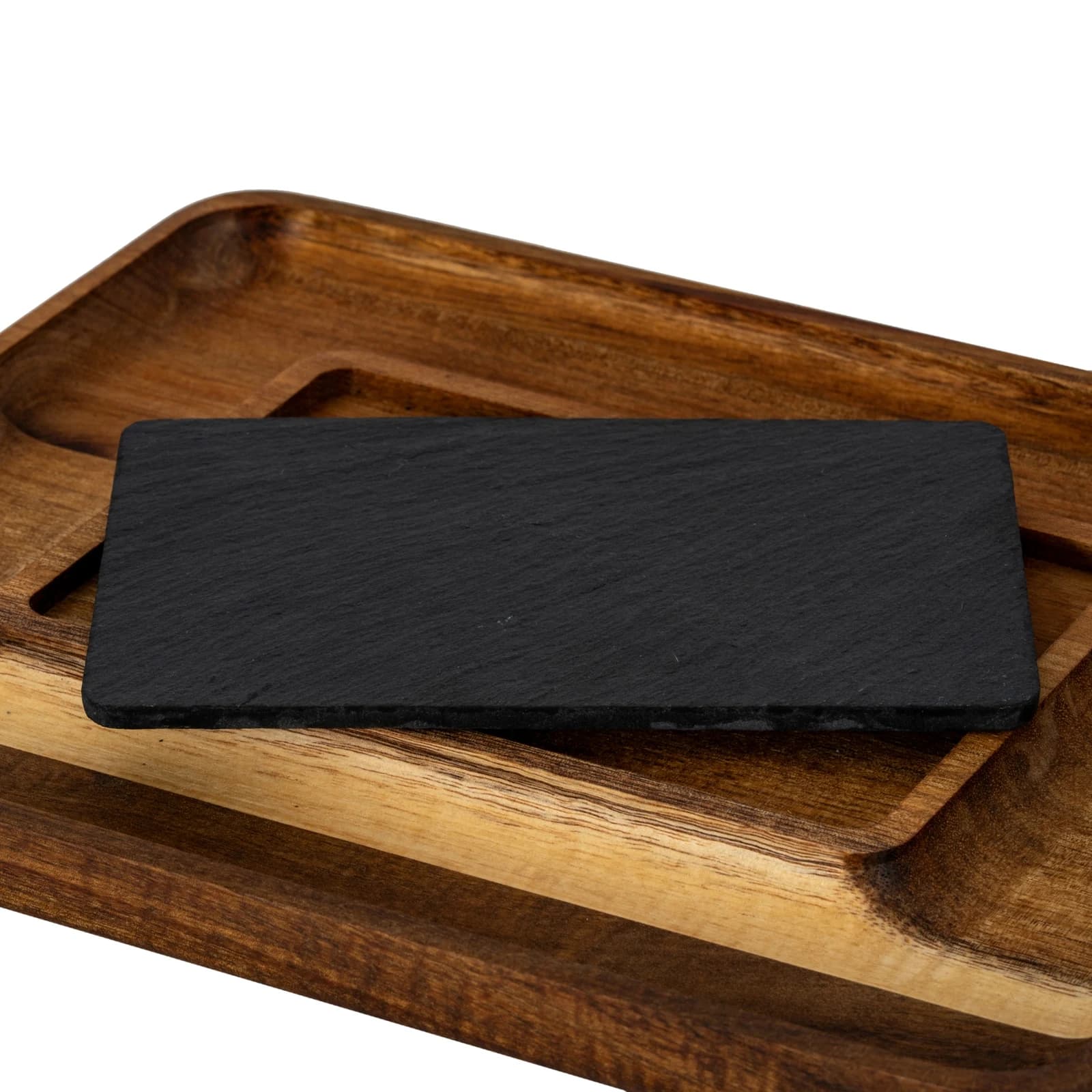 Acacia Serving Tray with Slate - Trays & baskets, photo 6 of 6