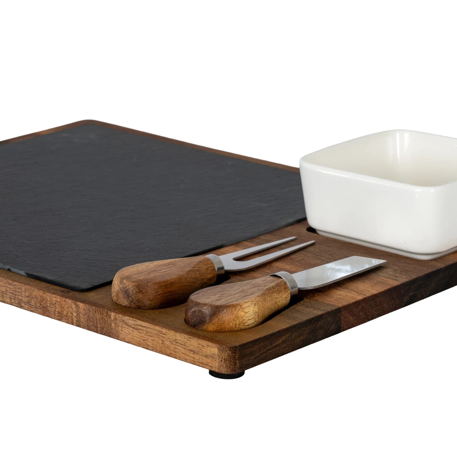 Acacia Cheese Board Set With White Bowl, Slate and Cutlery - Trays & baskets, photo 3 of 6