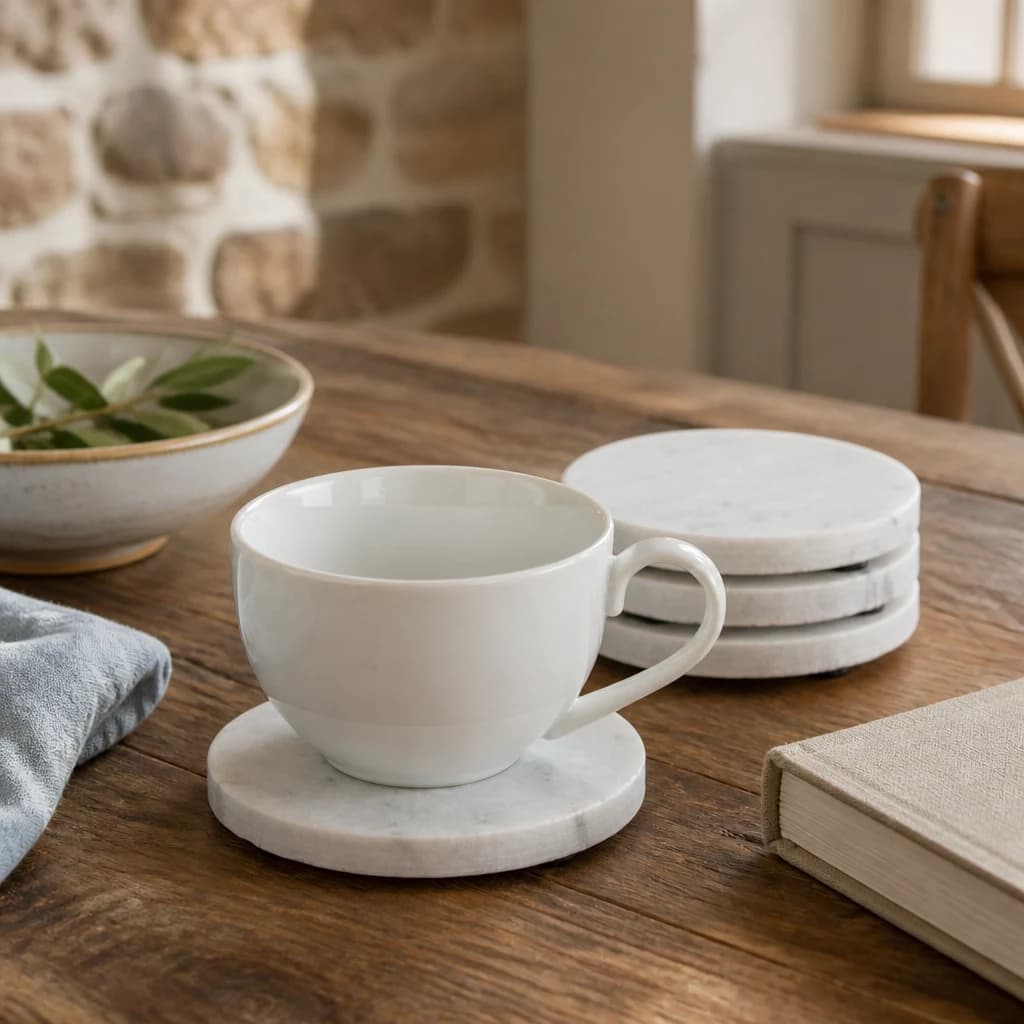 Set of Four Round Marble Coasters - Coffee tables, photo 1 of 3