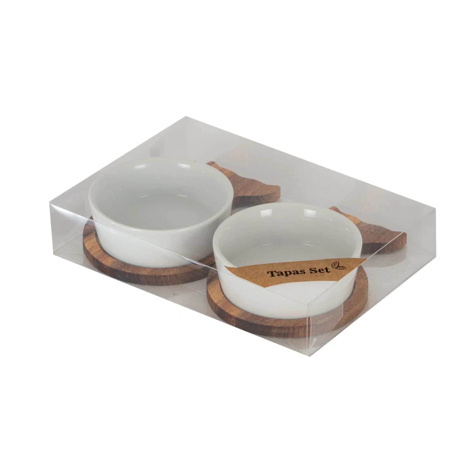 Set Of 2 Acacia Fishtail Serving Trays with Ceramic Bowls - Tables, photo 3 of 5
