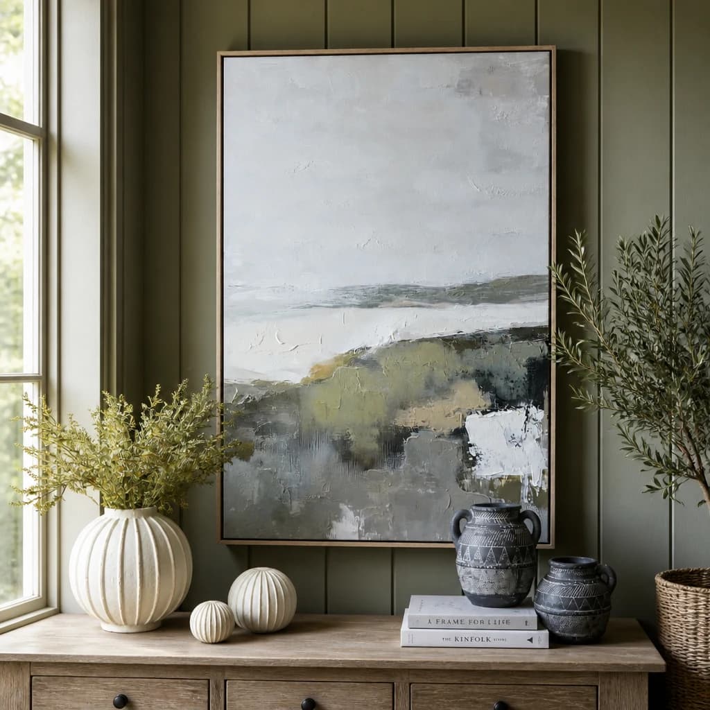 Hillside View Hand Painted Canvas in Frame