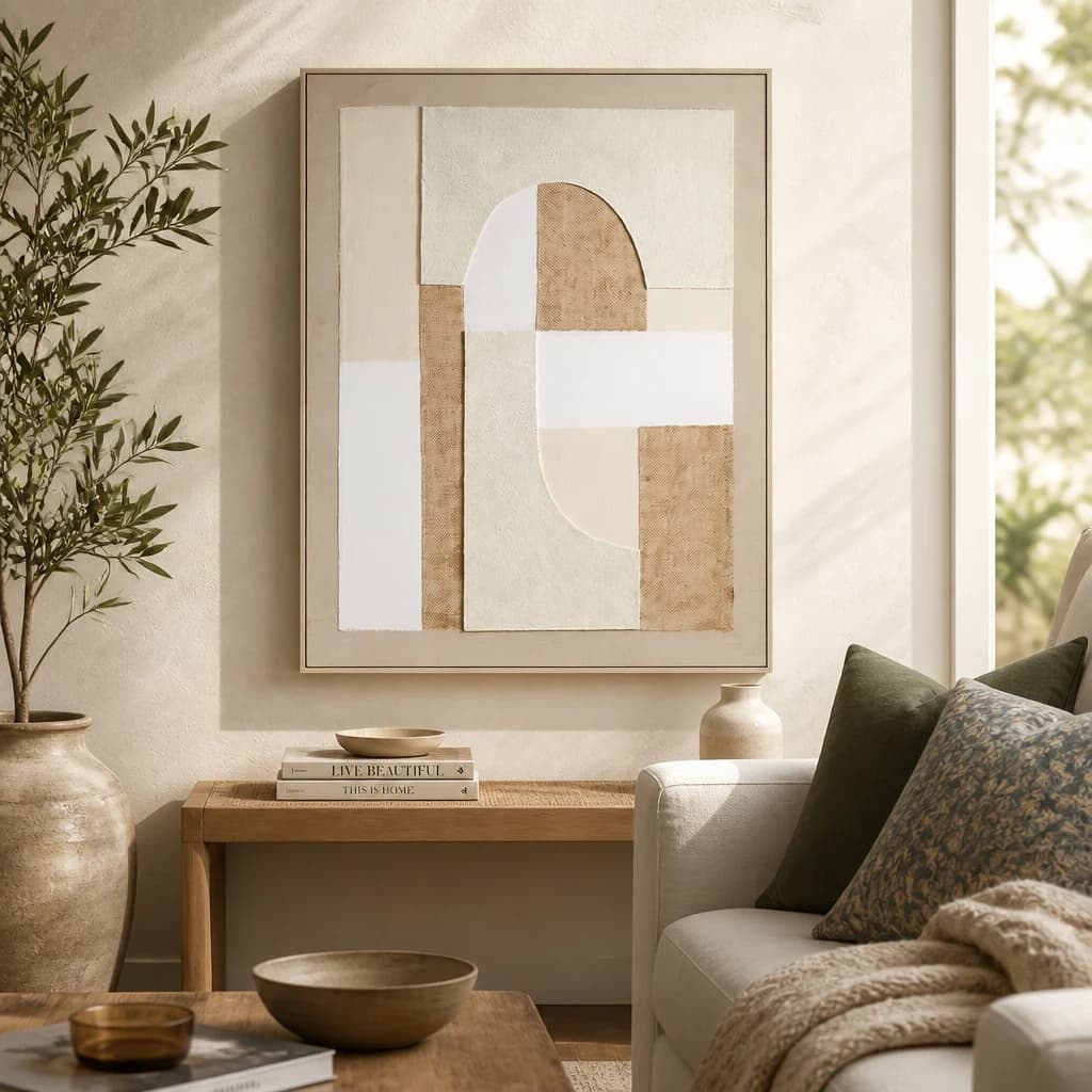 Portina Linen Textured Canvas in Frame - Wall art & frames, photo 1 of 6