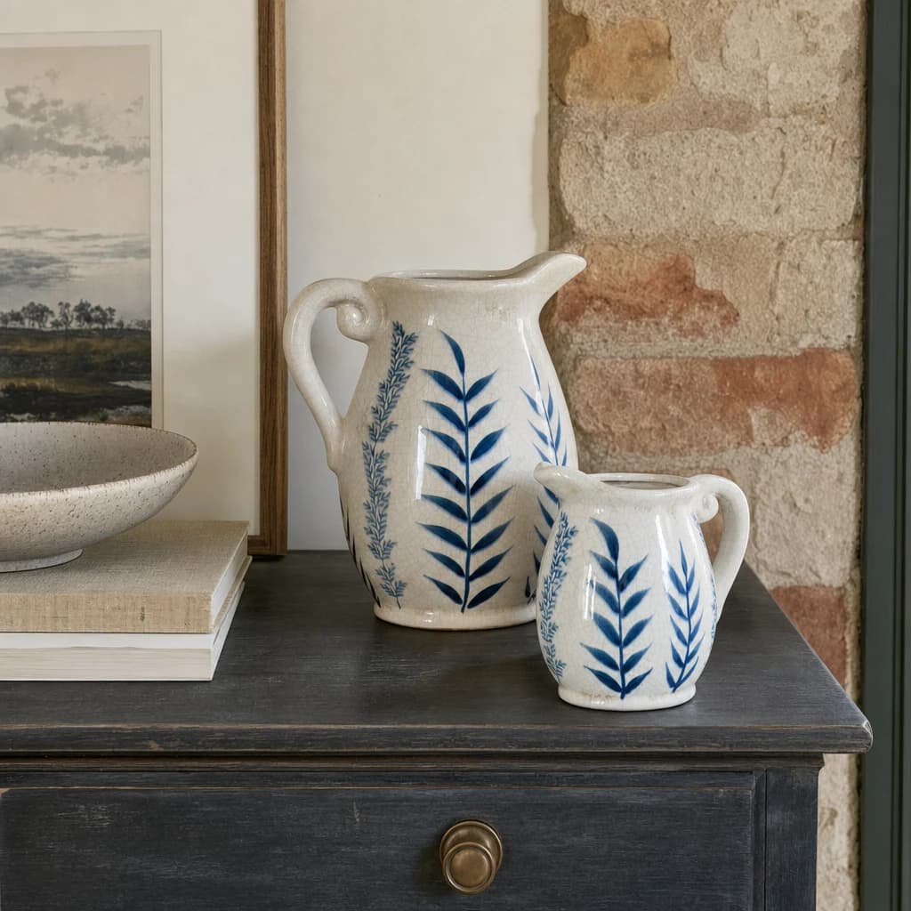 Small Blue Flora Olpe Jug Vase - Vases, photo 1 of 5