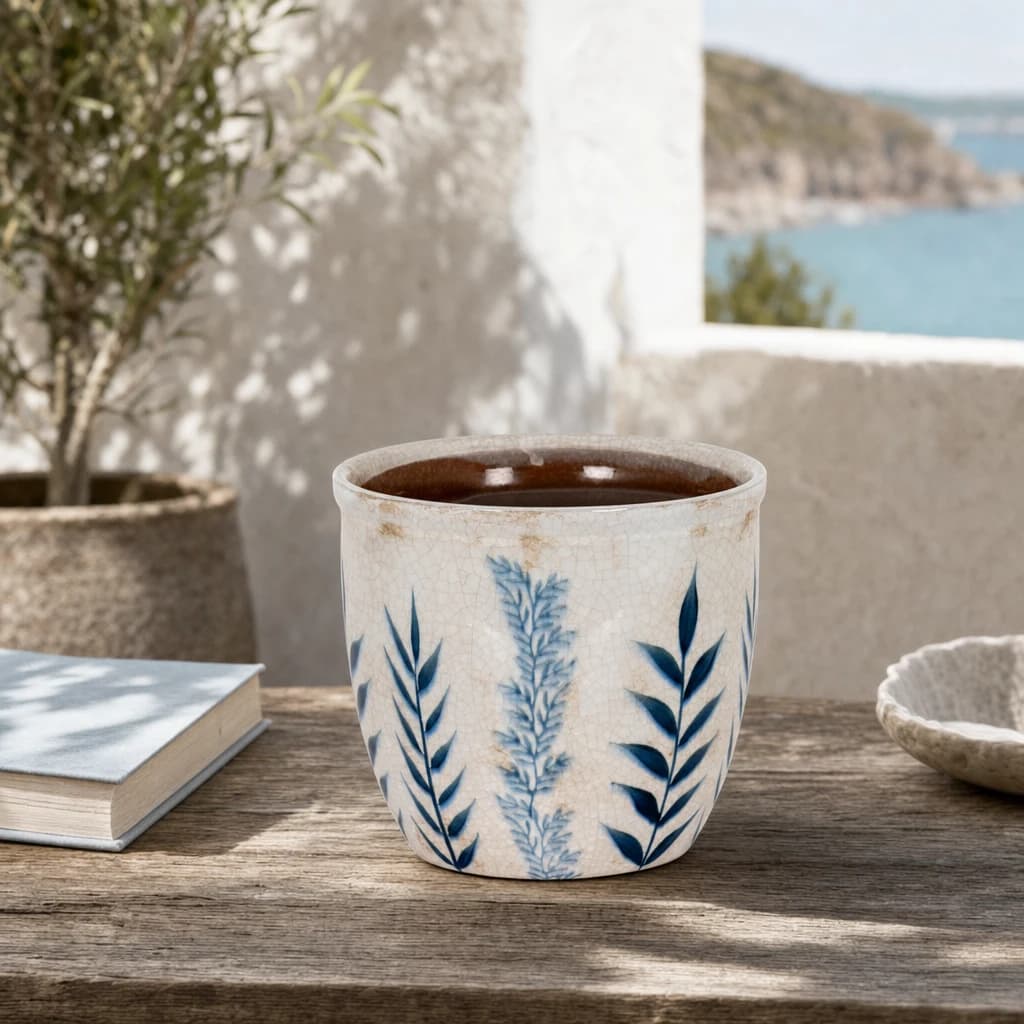 Small Blue Flora Planter Pot