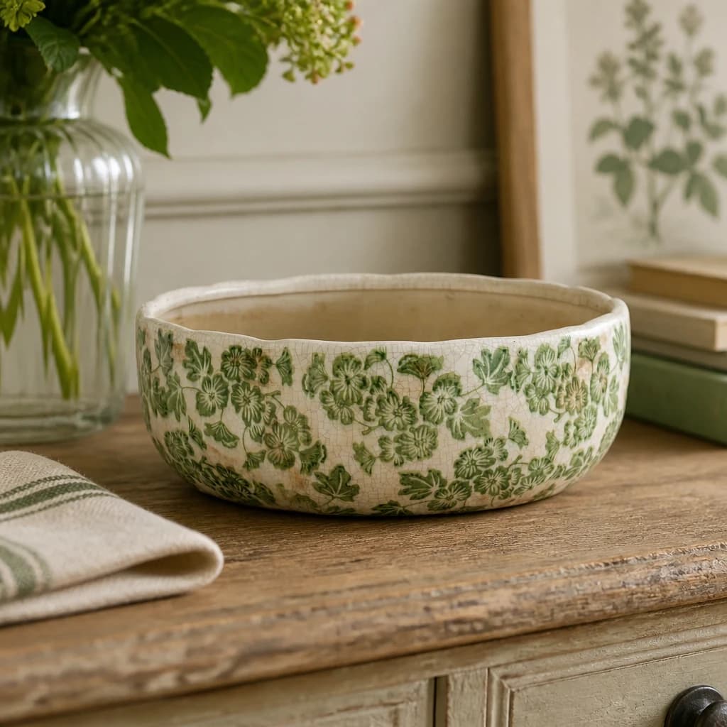 Small Green Clover Ceramic Bowl Pot - Planters & pots, photo 1 of 4