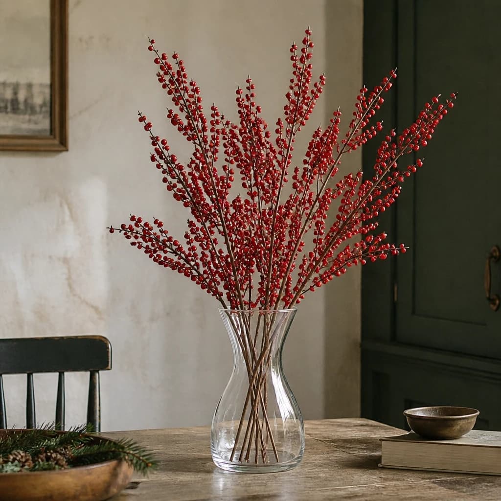 Large Winter Branch Spray With Red Berries — Pack of 5 - Artificial plants & flowers