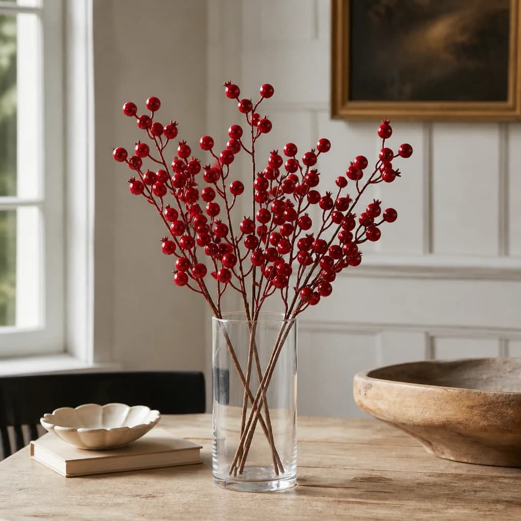 Festive Berry Branch Spray — Pack of 5 - Artificial plants & flowers