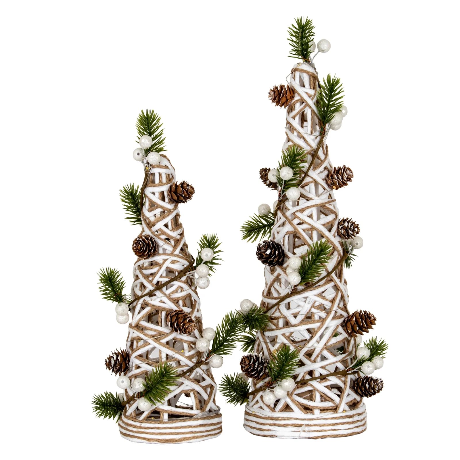 Small LED White Rattan Cone Tree With Winter Branches - Table lamps, photo 4 of 4