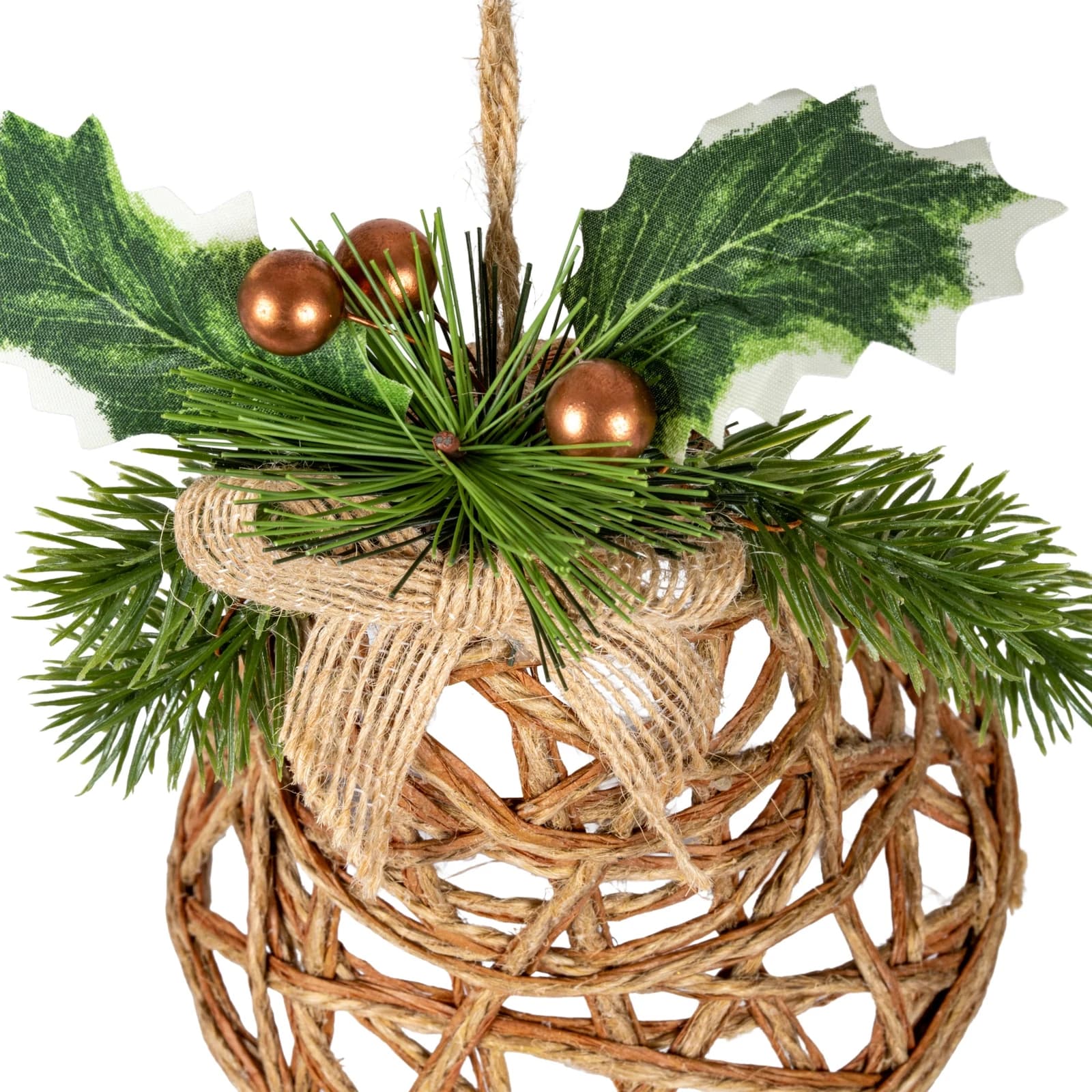 Natural Rattan Bell Decoration With Branches And Ribbon - Artificial plants & flowers, photo 2 of 3