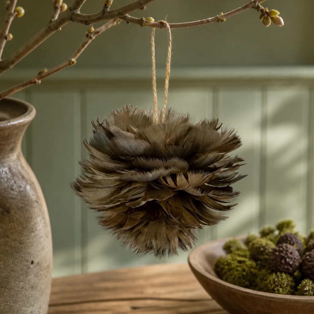 Medium Fawn Feather Ball Decoration - Clocks, photo 1 of 3
