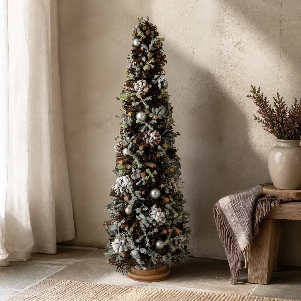 Large Frosted Forest Tree With Pinecones And Pearls - Artificial plants & flowers, photo 1 of 3