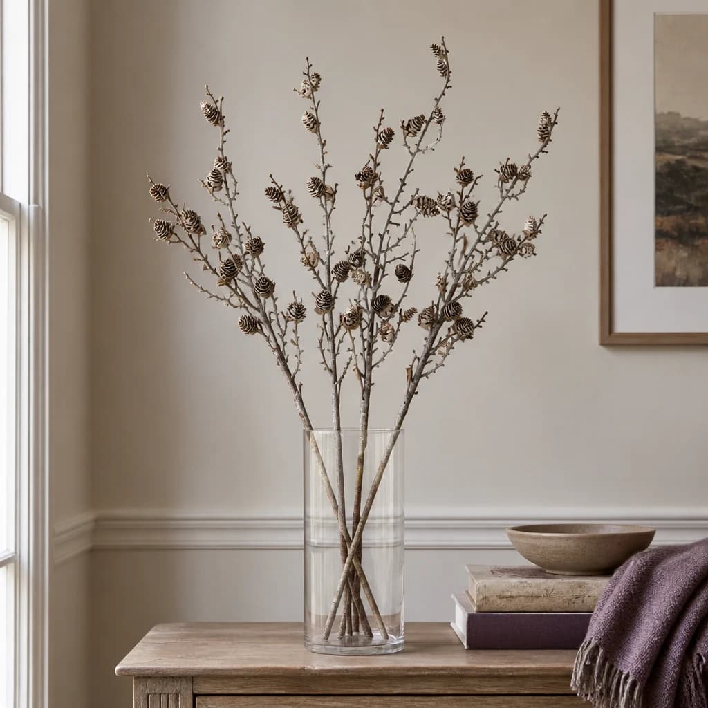 Snowy Winter Woodland Branch With Pinecones — Pack of 5 - Artificial plants & flowers, photo 1 of 3
