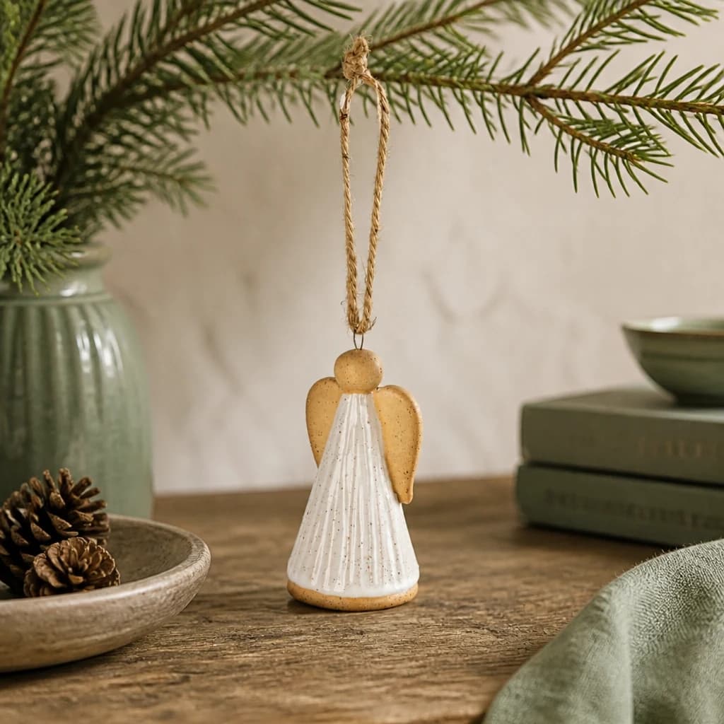 Flurry Angel Ceramic Tree Ornament - Sculptures & ornaments, photo 1 of 3