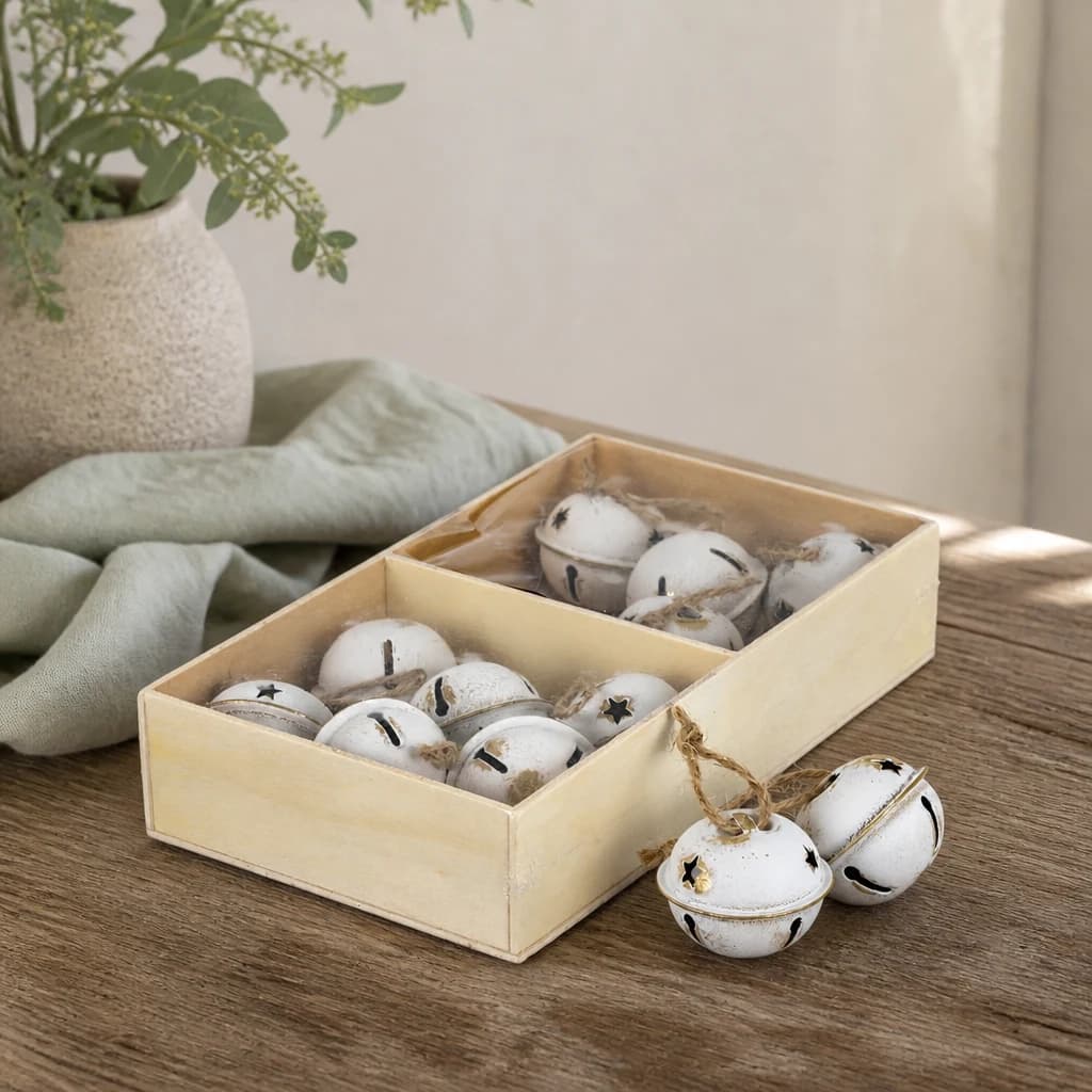 Twelve Metal Nordic Bells in Wooden Box - Decorative, photo 1 of 4