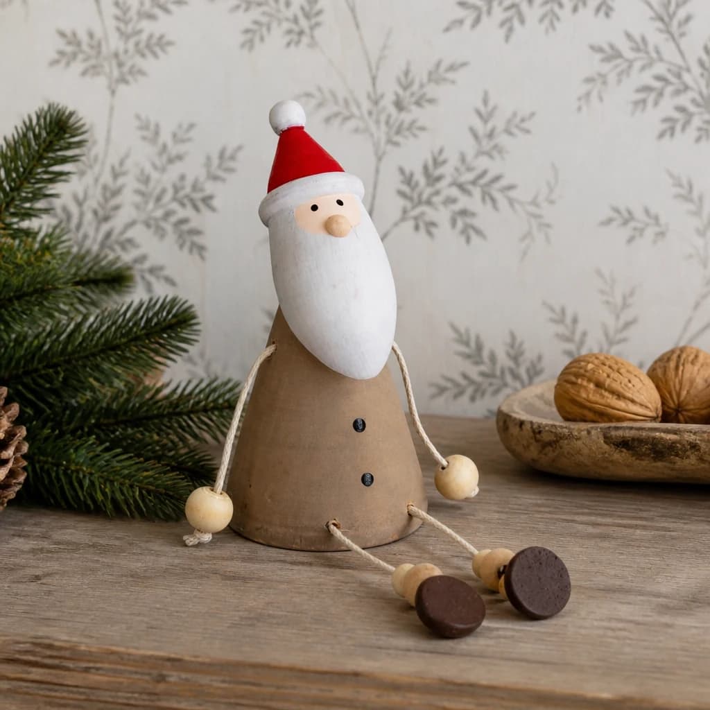 Wooden Jolly Sitting Santa Decoration - Wall art & frames, photo 1 of 4