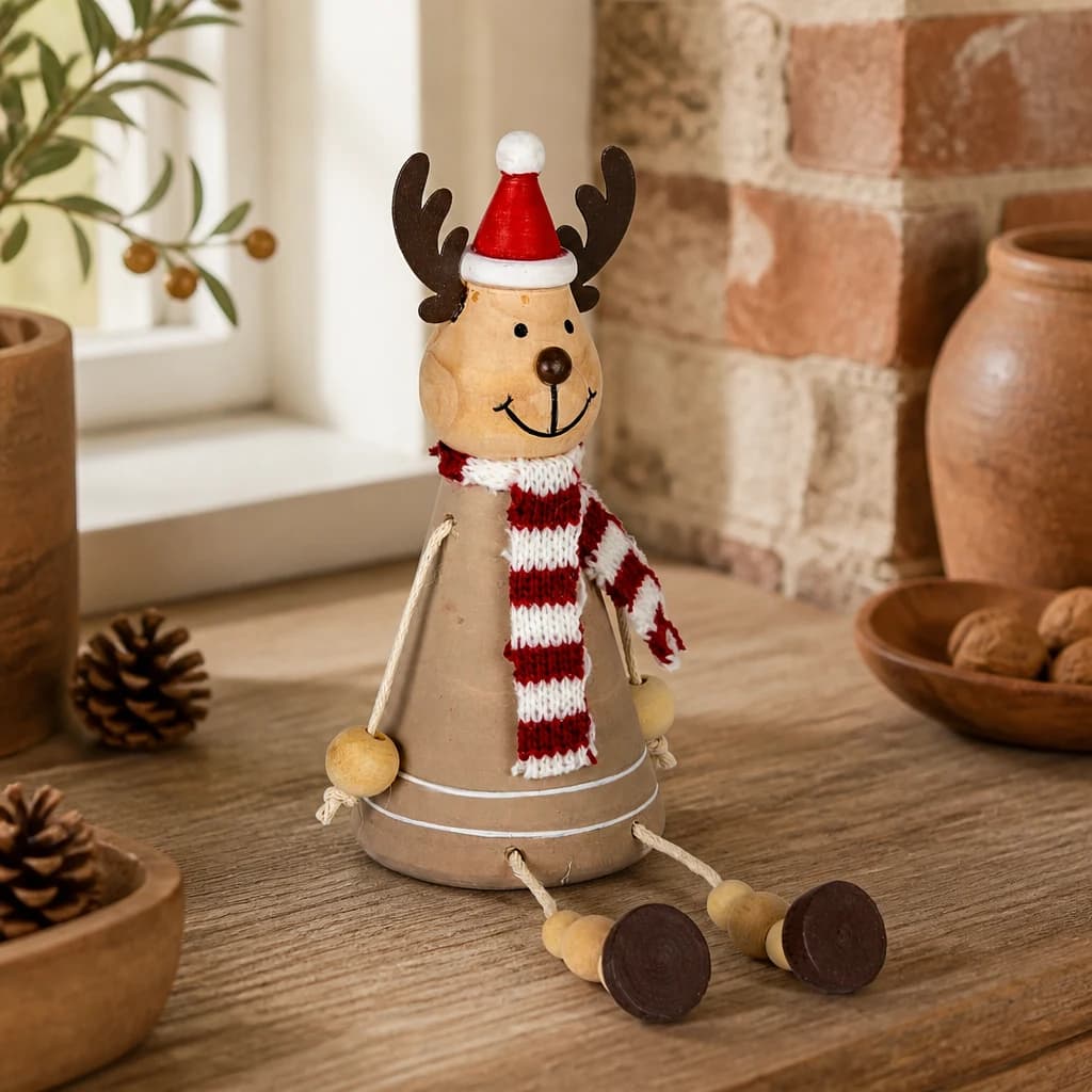 Wooden Jolly Sitting Reindeer Decoration - Console tables, photo 1 of 4