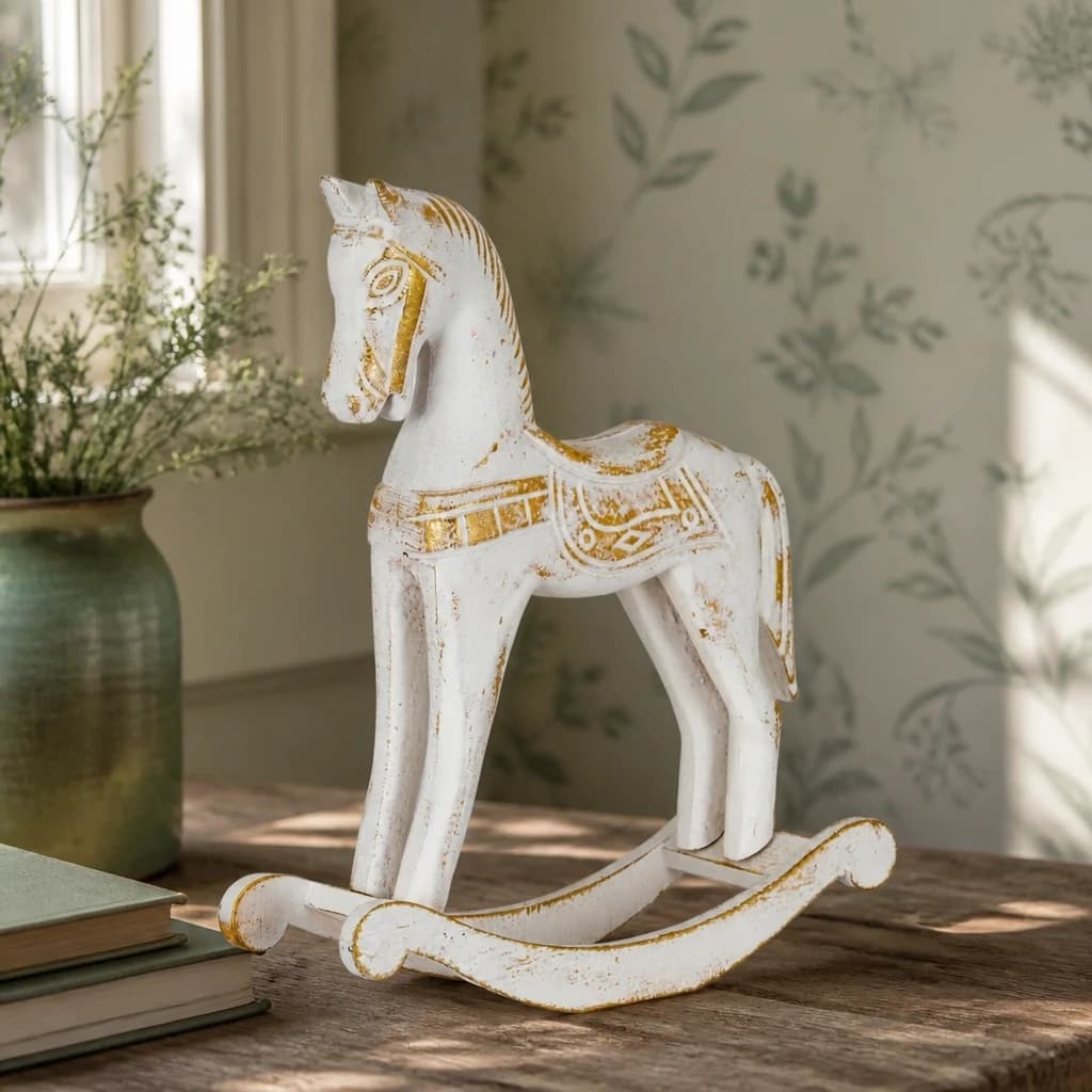 Small Whitewashed Wooden Rocking Horse - Side tables, photo 1 of 4