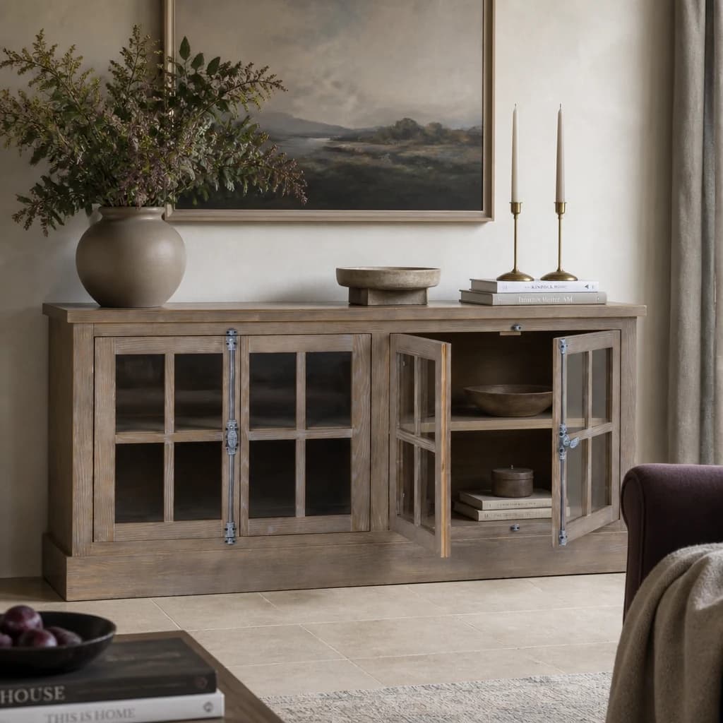 Haldon Collection 4 Door Glazed Sideboard - Sideboards, photo 1 of 6