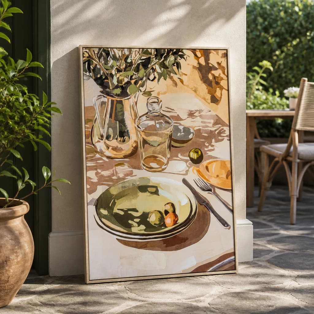 Alfresco Evening Hand Painted Canvas in Frame