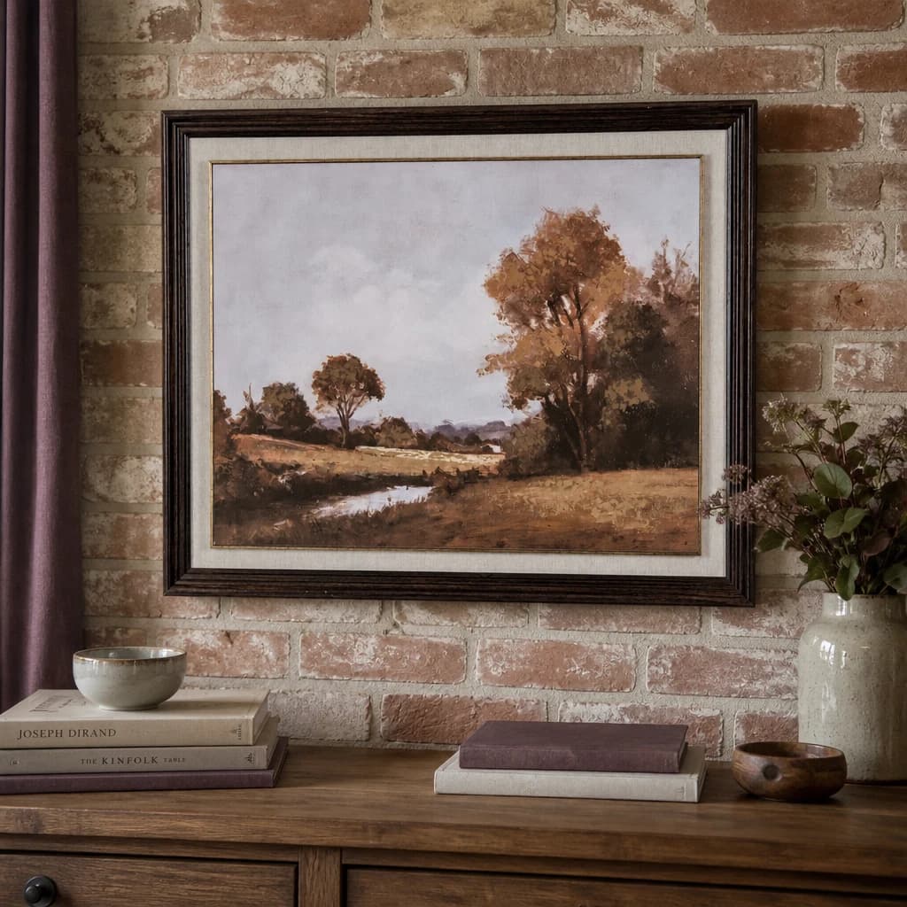 Autumn Landscape Hand Painted Canvas in Classic Frame - Wall art & frames, photo 1 of 5
