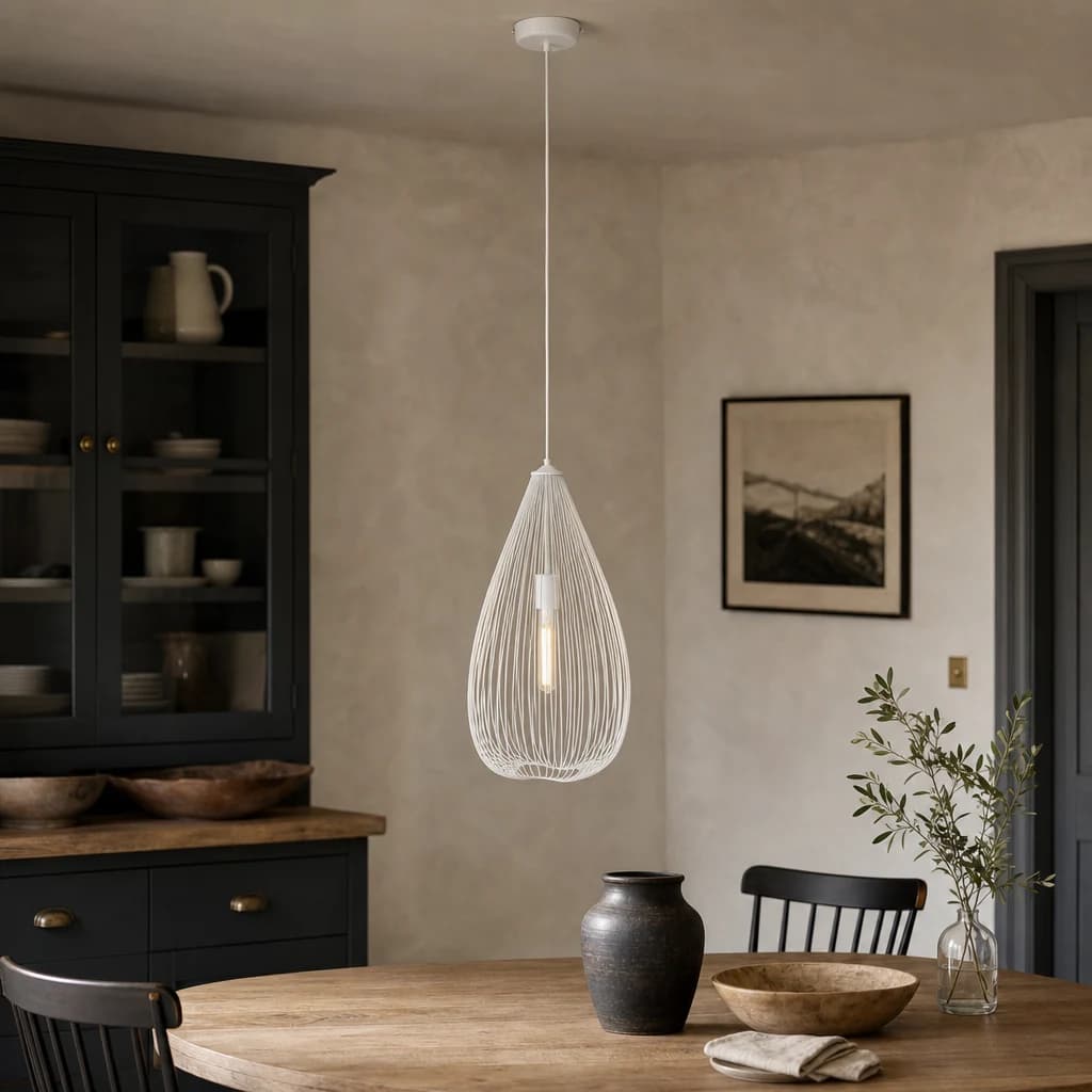 Lavis Teardrop White Pendant Light