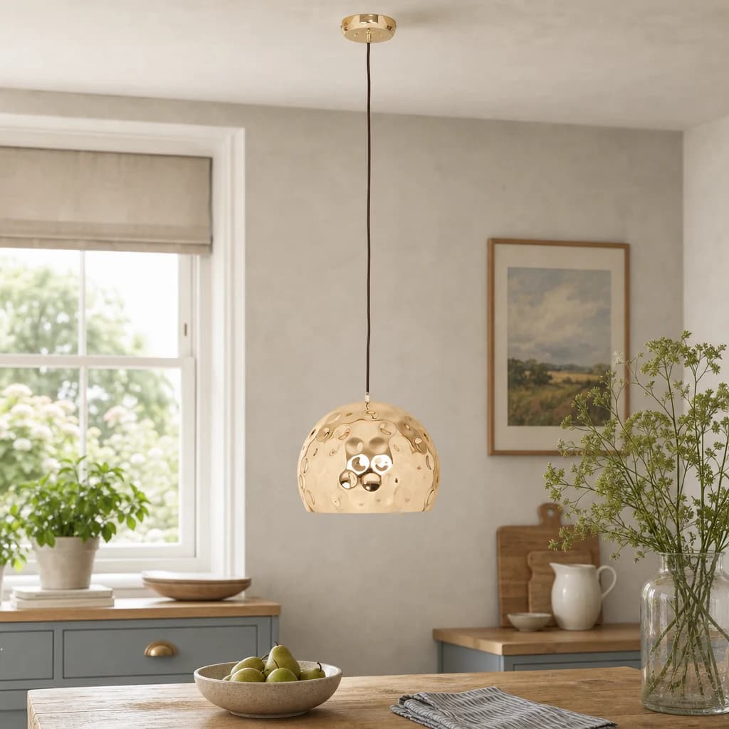 Leni Gold Finish Dome Pendant Light