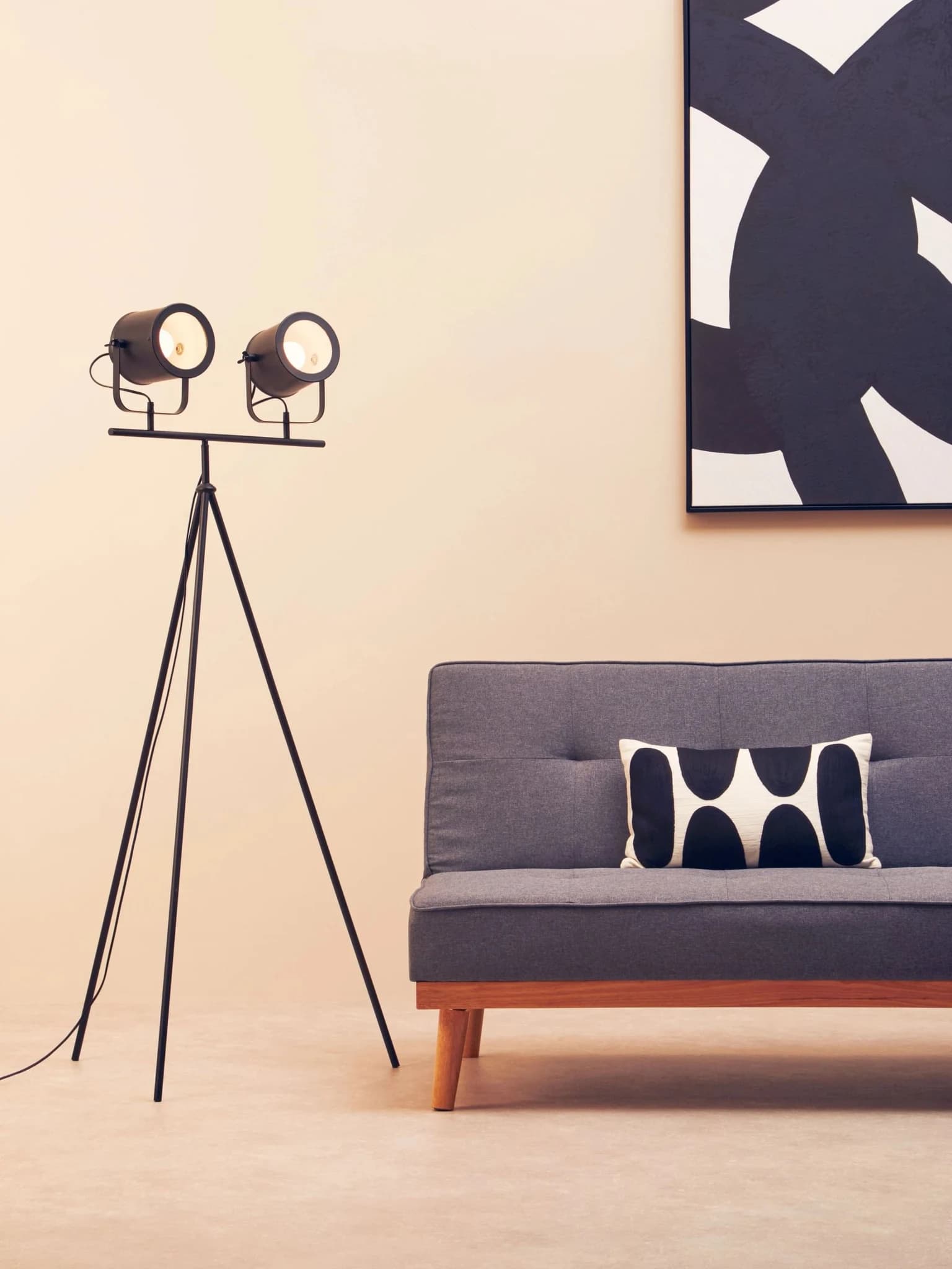 Stockholm Two Spotlight Matte Black Tripod Floor Lamp - Floor lamps, photo 3 of 8