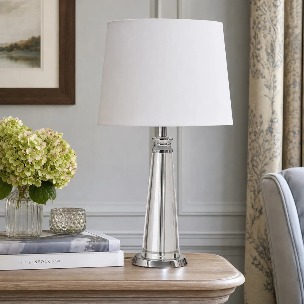 Helvetia Clear Crystal Table Lamp With Chrome Base - Table lamps, photo 1 of 6