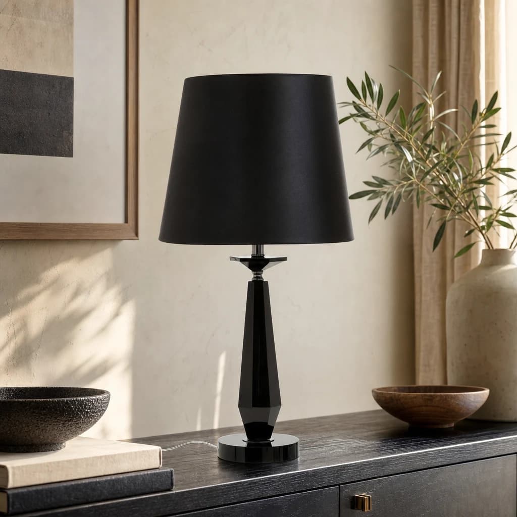 Hexum Black Crystal Glass Table Lamp - Table lamps, photo 1 of 6