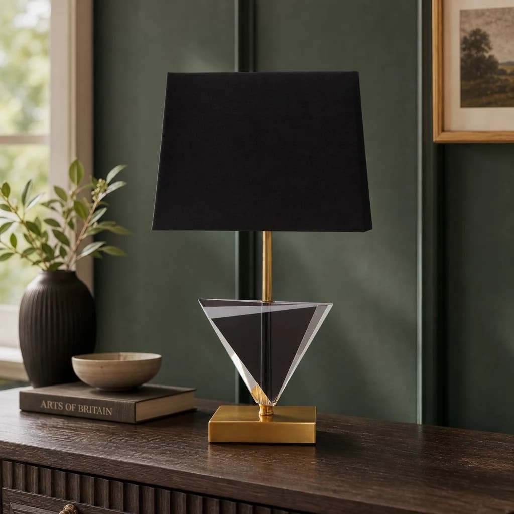 Halina Smoked Crystal Table Lamp with Gold Metal - Table lamps, photo 1 of 8