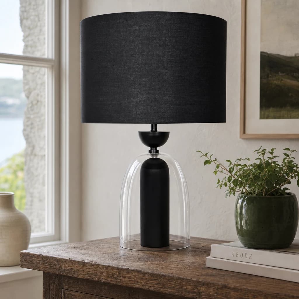 Sellis Clear Glass and Black Metal Table Lamp - Table lamps, photo 1 of 2