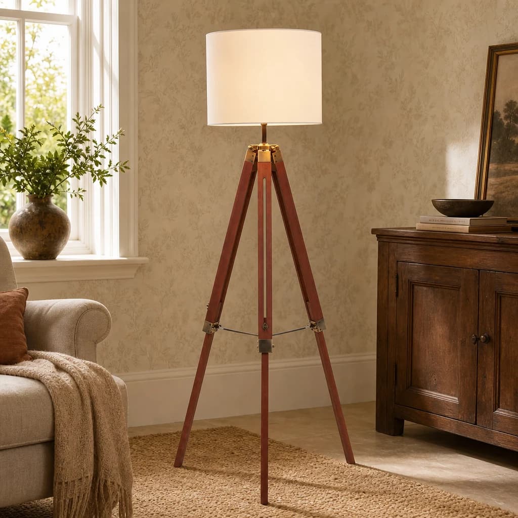 Malvern Tripod Floor Lamp With Brown Base